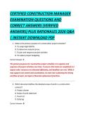 CERTIFIED CONSTRUCTION MANAGER &NewLine;EXAMINATION QUESTIONS AND &NewLine;CORRECT ANSWERS &lpar;VERIFIED &NewLine;ANSWERS&rpar; PLUS RATIONALES 2026 Q&A &NewLine;&vert; INSTANT DOWNLOAD PDF 