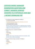 CERTIFIED ENERGY MANAGER &NewLine;EXAMINATION QUESTIONS AND &NewLine;CORRECT ANSWERS &lpar;VERIFIED &NewLine;ANSWERS&rpar; PLUS RATIONALES 2026 Q&A &NewLine;&vert; INSTANT DOWNLOAD PDF 