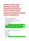 CERTIFIED ELECTRICAL SAFETY &NewLine;COMPLIANCE PROFESSIONAL &NewLine;EXAMINATION QUESTIONS AND &NewLine;CORRECT ANSWERS &lpar;VERIFIED &NewLine;ANSWERS&rpar; PLUS RATIONALES 2026 Q&A &NewLine;&vert; INSTANT DOWNLOAD PDF 