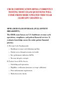 CRCR CERTIFICATION HFMA CURRENTLY &NewLine;TESTING MOST EXAM QUESTIONS WILL &NewLine;COME FROM HERE UPDATED THIS YEAR &NewLine;&sol;ALREADY GRADED A&plus;