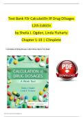 TEST BANK FOR CALCULATION OF DRUG DOSAGES 12TH EDITION BY SHEILA J OGDEN AND LINDA FLUHARTY CHAPTERS 1-19 COMPLETE QUESTIONS AND ANSWERS