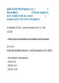 AQA GCSE Mathematics &lpar;8300&rpar; November 2026 &lpar;these papers are labelled as June 2026&rpar; exam with correct answers