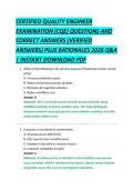 CERTIFIED QUALITY ENGINEER &NewLine;EXAMINATION &lpar;CQE&rpar; QUESTIONS AND &NewLine;CORRECT ANSWERS &lpar;VERIFIED &NewLine;ANSWERS&rpar; PLUS RATIONALES 2026 Q&A &NewLine;&vert; INSTANT DOWNLOAD PDF