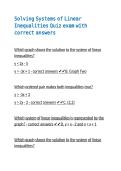 Solving Systems of Linear Inequalities Quiz exam with correct answers