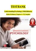 TEST BANK For Understanding Psychology&comma; 15th Edition By Robert Feldman&comma; Verified Chapters 1 - 17&comma; Complete Newest Version&NewLine;
