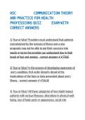 HSC3661 COMMUNICATION THEORY AND PRACTICE FOR HEALTH PROFESSIONS QUIZ -7 EXAM WITH CORRECT ANSWERS &NewLine;