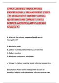 APWA CERTIFIED PUBLIC WORKS &NewLine;PROFESSIONAL &ndash; MANAGEMENT &lpar;CPWP &ndash; M &rpar; EXAM WITH CORRECT ACTUAL &NewLine;QUESTIONS AND CORRECTLY WELL &NewLine;DEFINED ANSWERS LATEST ALREADY &NewLine;GRADED A&plus; 