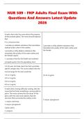 NUR 509 - FNP Adults Final Exam With &NewLine;Questions And Answers Latest Update &NewLine;2026 