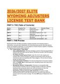 2026&sol;2027 Wyoming Claims Adjuster License Exam&colon; Elite Test Bank&comma; Answers & Statutory Mentor Analysis