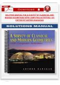 Test Bank &sol; Solutions for A Survey of Classical and Modern Geometries with Computer Activities &lpar;All Chapters&comma; Verified&rpar;&NewLine;
