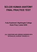 SCI-220 Human Anatomy Final Exam Complete Study Guide 2026 &vert; Nightingale College&comma; Body Systems&comma; Practice Questions & Exam Prep