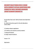 SECURITY BLUE TEAM LEVEL 1 EXAM &NewLine;WITH CORRECT ACTUAL QUESTIONS AND &NewLine;CORRECTLY WELL DEFINED ANSWERS &NewLine;LATEST ALREADY GRADED A&plus;