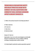 TRENCHING & EXCAVATION SAFETY &NewLine;SPECIALIST PRACTICE EXAM WITH &NewLine;CORRECT ACTUAL QUESTIONS AND &NewLine;CORRECTLY WELL DEFINED ANSWERS &NewLine;LATEST ALREADY GRADED A&plus; 