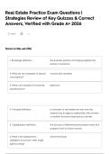Real Estate Practice Exam Questions &vert; Strategies Review of Key Quizzes & Correct Answers&comma; Verified with Grade A&plus; 2026
