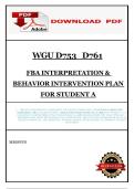 WGU D753&lowbar;D761&NewLine;&NewLine;FBA INTERPRETATION &  BEHAVIOR INTERVENTION PLAN  FOR STUDENT A&NewLine;
