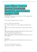 Loan Officer Training General Knowledge Questions and Answers Updated 2026