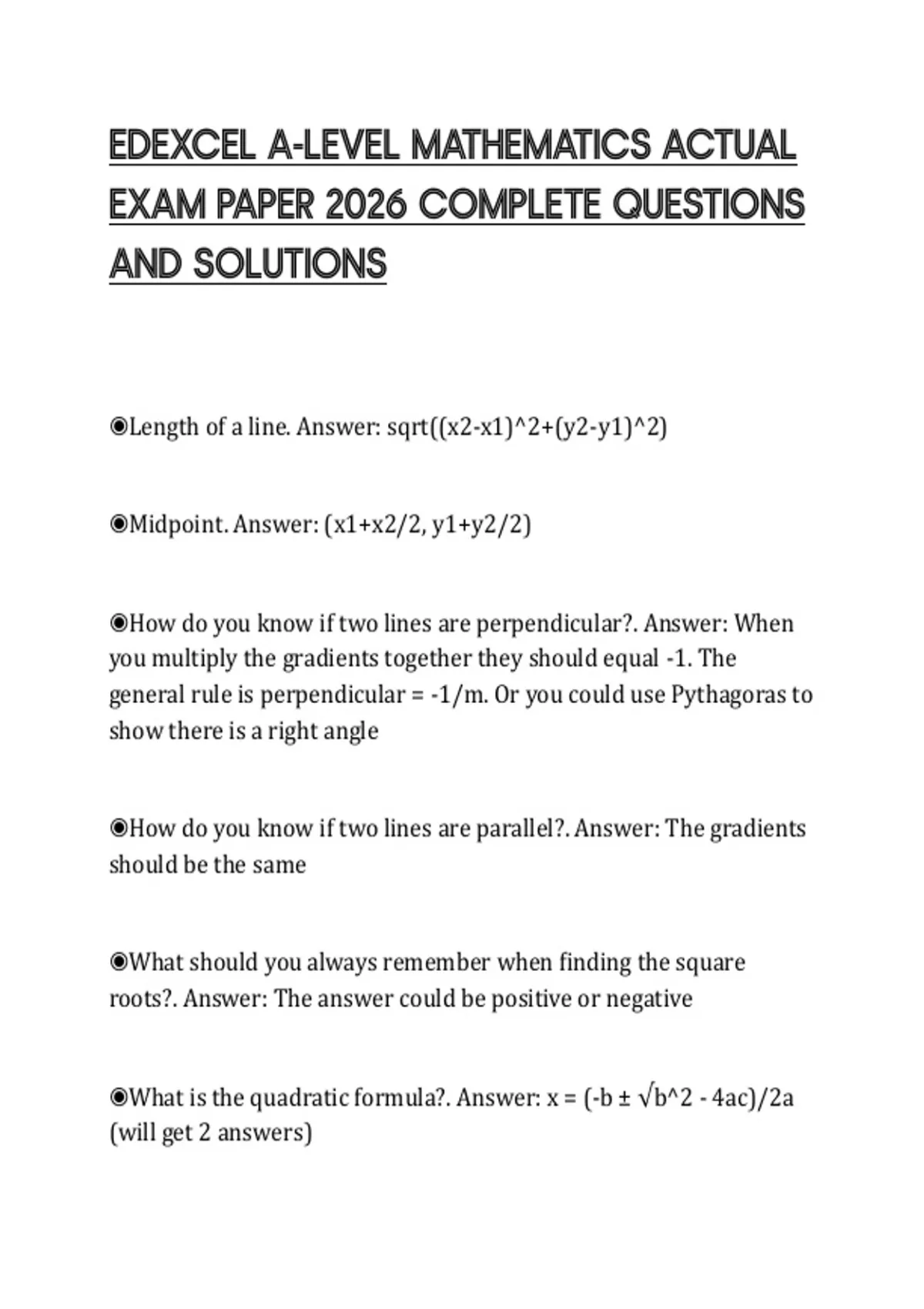 EDEXCEL A-LEVEL MATHEMATICS ACTUAL EXAM PAPER 2026 COMPLETE QUESTIONS ...