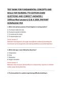 Fundamental Concepts and Skills for Nursing 7th Edition Test Bank &ndash; Exam Questions and Verified Correct Answers