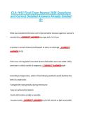 CLA 1812 Final Exam Newest 2026 Questions &NewLine;and Correct Detailed Answers Already Graded &NewLine;A&plus; 