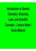 Introduction To General Chemistry Branches Laws And Scientific Concepts Lecture Notes Study 2025&sol; 2026