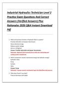 Industrial Hydraulics Technician Level 2 &NewLine;Practice Exam Questions And Correct &NewLine;Answers &lpar;Verified Answers&rpar; Plus &NewLine;Rationales 2026 Q&A Instant Download &NewLine;Pdf 