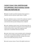 CAOHC EXAM 2 2026 QUESTION BANK&NewLine;OCCUPATIONAL HEALTH MODULE SOLVED&NewLine;ITEMS AND RESPONSE KEY&NewLine;