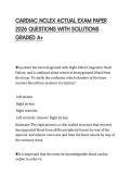 CARDIAC NCLEX ACTUAL EXAM PAPER&NewLine;2026 QUESTIONS WITH SOLUTIONS&NewLine;GRADED A&plus;