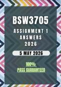 BSW3705 ASSIGNMENT 1 2026 MEMO &vert; DUE DATE 5 MAY 2026