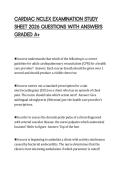 CARDIAC NCLEX EXAMINATION STUDY&NewLine;SHEET 2026 QUESTIONS WITH ANSWERS&NewLine;GRADED A&plus;&NewLine;