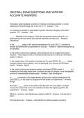 ISM FINAL EXAM QUESTIONS AND VERIFIED ACCURATE ANSWERS