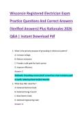 Wisconsin Registered Electrician Exam &NewLine;Practice Questions And Correct Answers &NewLine;&lpar;Verified Answers&rpar; Plus Rationales 2026 &NewLine;Q&A &vert; Instant Download Pdf