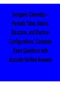 Inorganic Chemistry Periodic Table Atomic Structure And Electron Configurations Complete Exam Questions With Accurate Verified 2025&sol; 2026