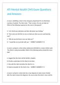 ATI Mental Health CMS Exam Questions and Answers