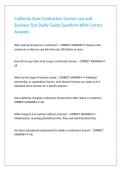 California State Contractors License Law and Business Test Study Guide Questions With Correct Answers 