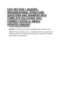 C201 SECTION 1 QUIZZES - ORGANIZATIONAL STRUCTURE QUESTIONS AND ANSWERS WITH COMPLETE SOLUTIONS 100&percnt; CORRECT RATED A&plus; NEWLY UPDATED 2026&sol;2027