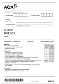 AQA A-Level Biology Paper 3 &lpar;7402&sol;3&rpar; &ndash; June 2024 Past Paper & Mark Scheme&NewLine;&NewLine;