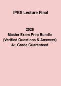 IPES Lecture Final Exam &vert; Study Guide&comma; Lecture Notes & Practice Questions PDF