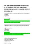 Sensation and Perception 11th Edition Test Bank &ndash; Exam Questions and Verified Correct Answers