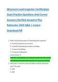 Wisconsin Lead Inspector Certification &NewLine;Exam Practice Questions And Correct &NewLine;Answers &lpar;Verified Answers&rpar; Plus &NewLine;Rationales 2026 Q&A &vert; Instant &NewLine;Download Pdf