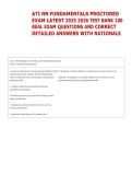 ATI RN FUNDAMENTALS PROCTORED EXAM LATEST 2025 2026 TEST BANK 100 REAL EXAM QUESTIONS AND CORRECT DETAILED ANSWERS WITH RATIONALE