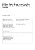 HESI Case Study - Breast Cancer Real Exam Questions with Correct Answers &sol; A&plus; Score Solutions&period;
