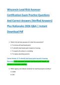 Wisconsin Lead Risk Assessor &NewLine;Certification Exam Practice Questions &NewLine;And Correct Answers &lpar;Verified Answers&rpar; &NewLine;Plus Rationales 2026 Q&A &vert; Instant &NewLine;Download Pdf