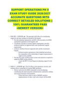 SUPPORT OPERATIONS PH II &NewLine;EXAM STUDY GUIDE 2026&sol;2027 &NewLine;ACCURATE QUESTIONS WITH &NewLine;CORRECT DETAILED SOLUTIONS &vert;&vert; &NewLine;100&percnt; GUARANTEED PASS &NewLine;<NEWEST VERSION> &NewLine;