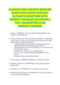 CLASSICS 2902 ANCIENT MEDICINE &NewLine;EXAM STUDY GUIDE 2026&sol;2027 &NewLine;ACCURATE QUESTIONS WITH &NewLine;CORRECT DETAILED SOLUTIONS &vert;&vert; &NewLine;100&percnt; GUARANTEED PASS &NewLine;<NEWEST VERSION> 
