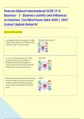 Pearson Edexcel International GCSE &lpar;9-1&rpar; Business - 1 - Business activity and influences on business &vert;Certified Exam Q&A 2026 &vert; 2027 &lpar;Latest Update Rated A&rpar;&Tab;