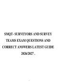 SMQT- SURVEYORS AND SURVEY&NewLine;TEAMS EXAM QUESTIONS AND&NewLine;CORRECT ANSWERS LATEST GUIDE&NewLine;2026&sol;2027 &period;