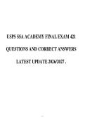 USPS SSA ACADEMY FINAL EXAM 421&NewLine;QUESTIONS AND CORRECT ANSWERS&NewLine;LATEST UPDATE 2026&sol;2027 &period;