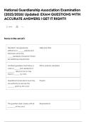 National Guardianship Association Examination  &lpar;2025&sol;2026&rpar; Updated&colon; EXAM QUESTIONS WITH ACCURATE ANSWERS &vert; GET IT RIGHT&excl;&excl;