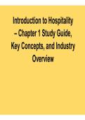 Introduction To Hospitality Chapter 1 Study Guide Key Concepts And Industry Overview 2025&sol; 2026
