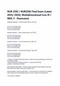 NUR 2502 &sol; NUR2502 Final Exam &lpar;Latest 2025&sol; 2026&rpar;&colon; Multidimensional Care III &sol; MDC 3 - Rasmussen